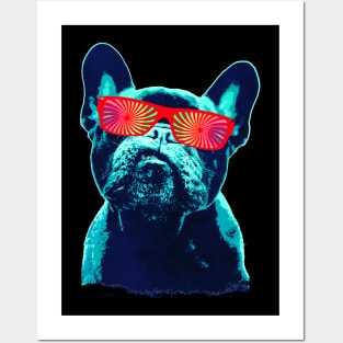 French bulldog 80s style neon Posters and Art